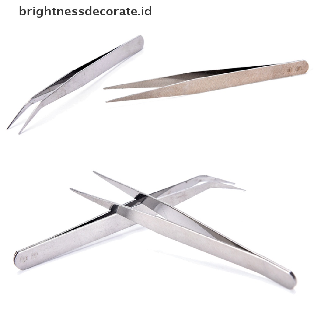 [Birth] 2pcs Stainless Steel Lurus El Pinset Patchwork Hook Pick-up Alat Makeup [ID]