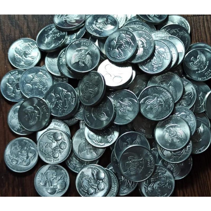 Koin Kuno 25 Rupiah Buah Pala 1996 Lustre