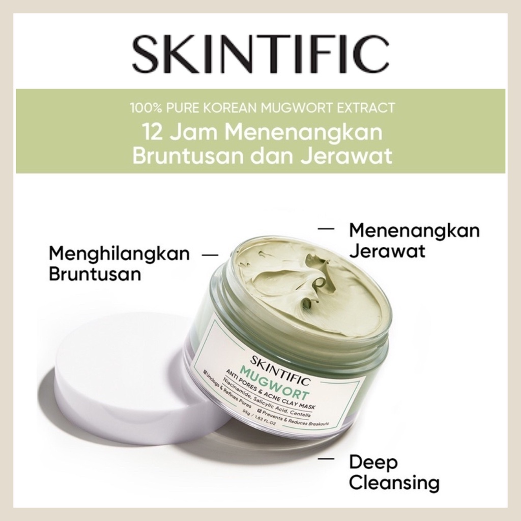 SKINTIFIC Mugwort Mask Acne Clay Mask 55g