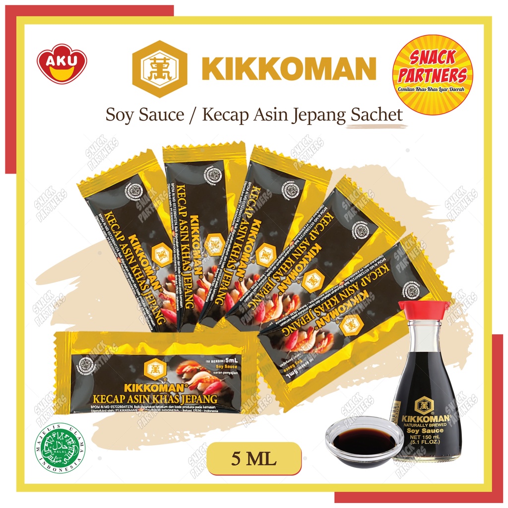 

KIKKOMAN SACHET 5 ML - Soy Sauce / Shoyu / Kecap Asin Jepang - Khas Japan HALAL MUI