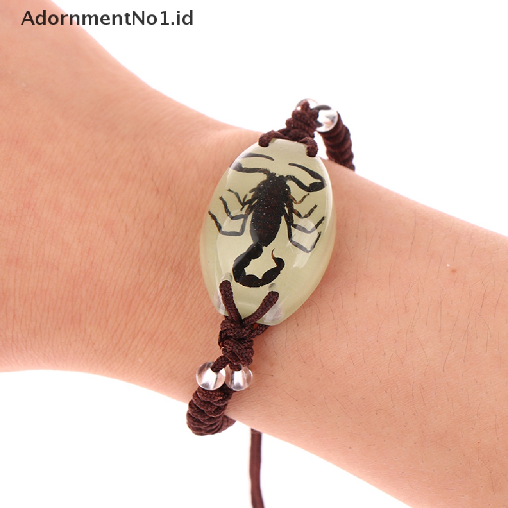 [AdornmentNo1] Glow In The Dark Handmade Resin Pesona Gelang Kumbang Bercahaya Serangga Gelang Pria Wanita Perhiasan Hadiah Bercahaya Serangga Amber Dikepang Gelang [ID]