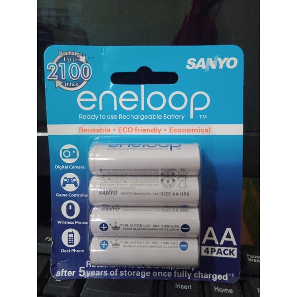 Baterai SANYO Eneloop AA isi 4 pcs Typ:2500mah/Min:2400mah Up To 2100