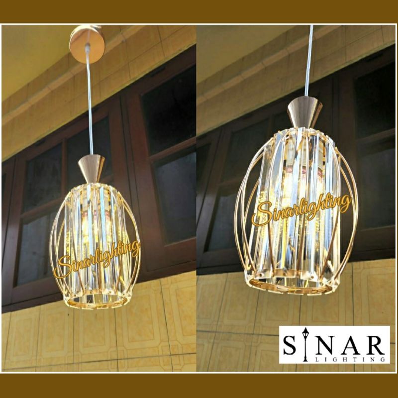 Lampu gantung tunggal Gold kristal 9919