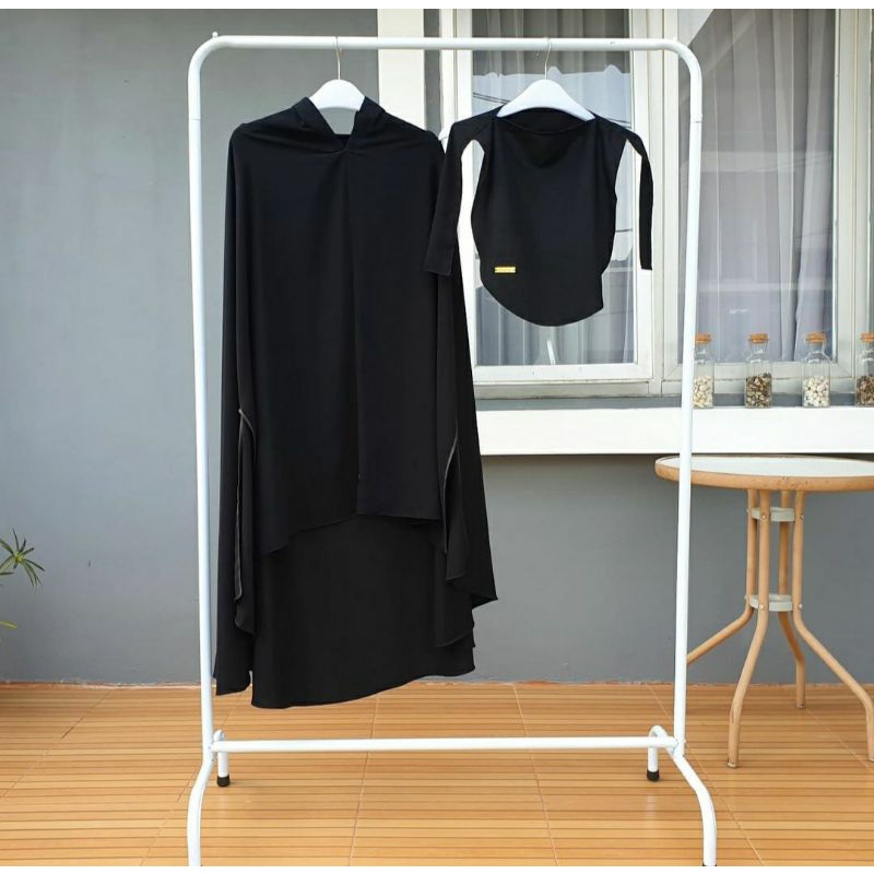 Khimar Jetblack mina import - Hitam pekat