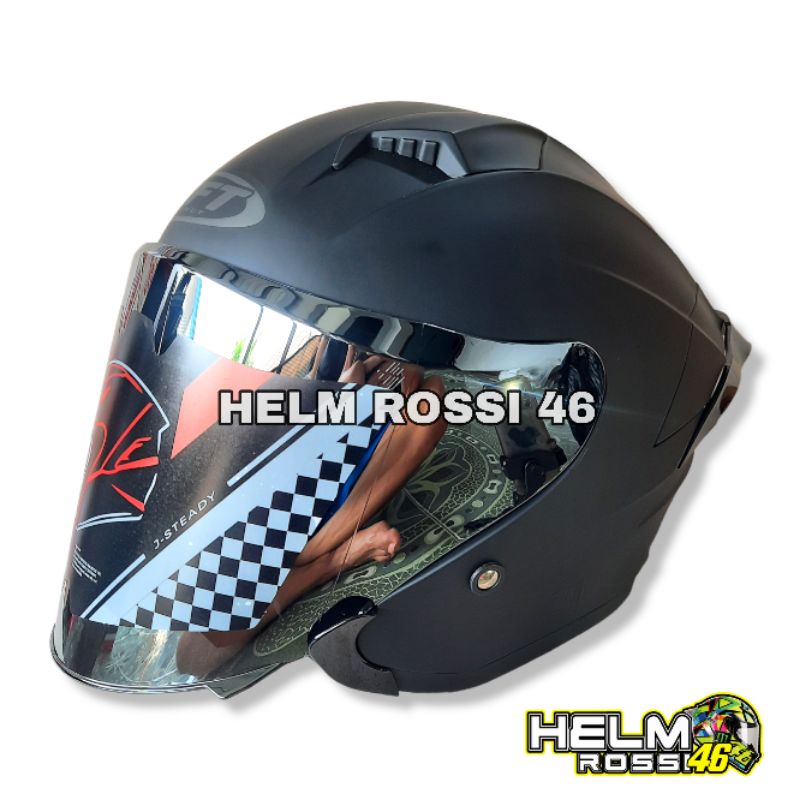 HELM GIFT SARGON HITAM DOFF Black Matt rep NJS KAIROZ + Visor FLAT Venom + Spoiler