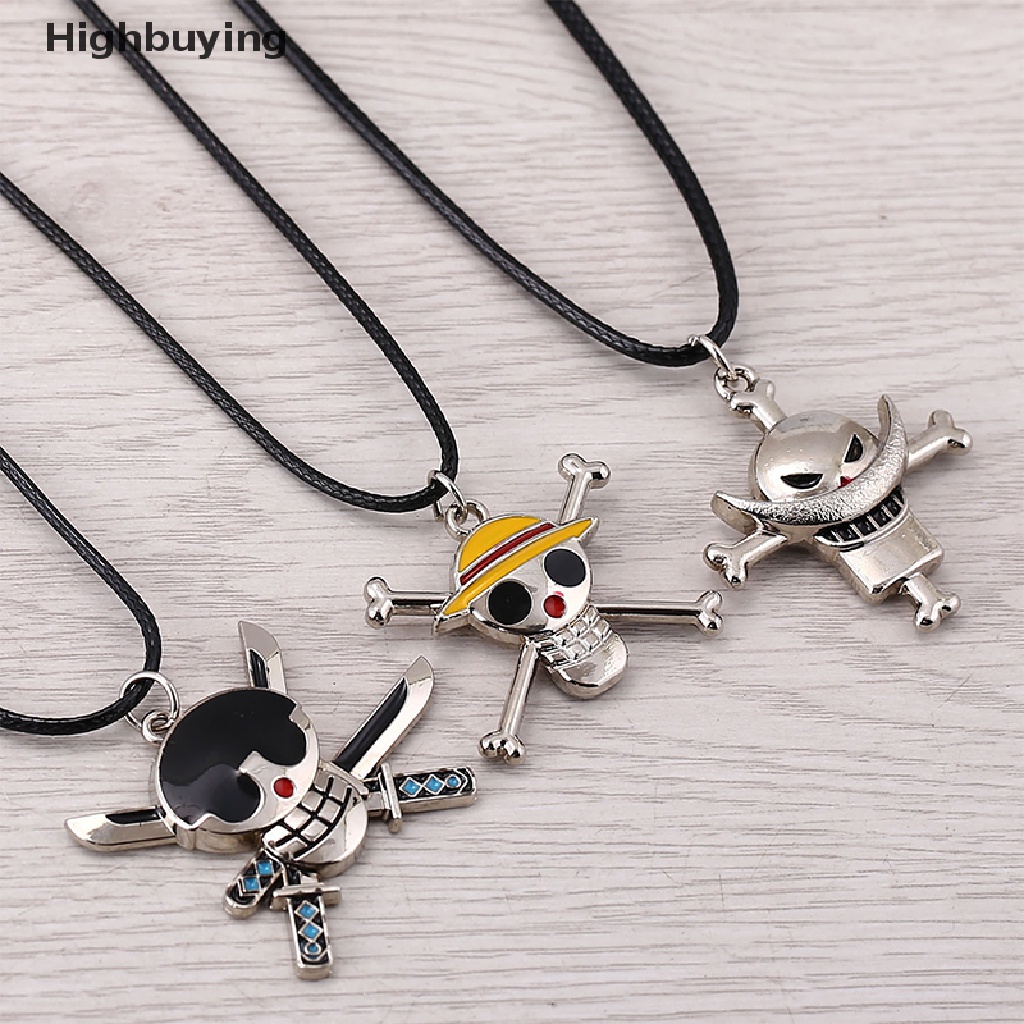 Hbid Kartun Anime One Piece Kalung Luffy Ace Tengkorak Bajak Laut Rantai Liontin Logam Glory