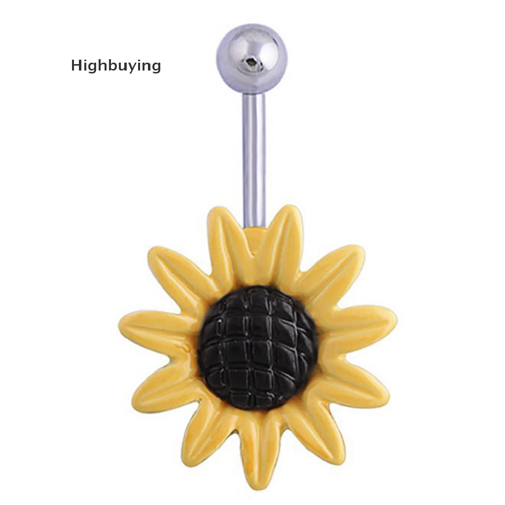 Hbid Fashion Bunga Daisy Menjuntai Belly Button Rings Body Navel Bar Glory