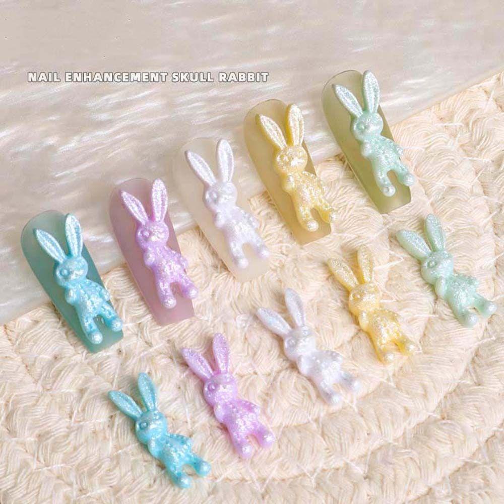 Mxbeauty Kelinci Dekorasi Kuku Wanita Resin Pesona Kuku Kartun Kelinci Nail Art Perhiasan Manicure Aksesoris