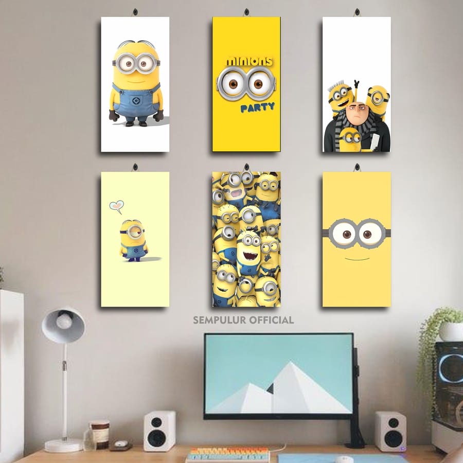 21-32 PAJANGAN KAMAR KARTUN GAMBAR MINION KEREN ZOMBIE 15X30 HWGVK/QRWSN/ DEKORASI KAMAR ANIMASI GAM