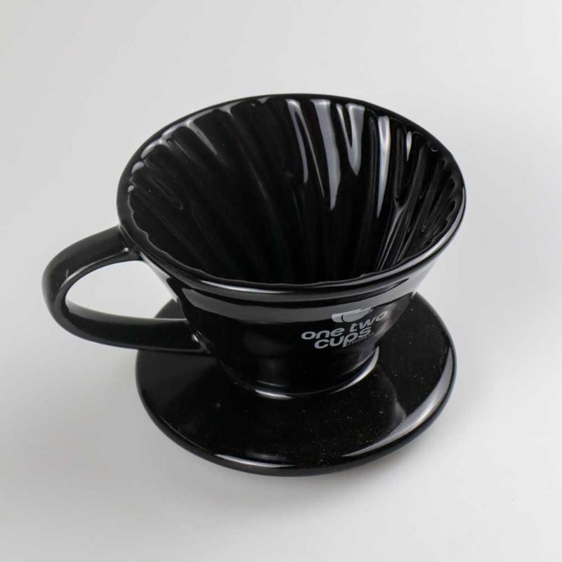 One Two Cups Filter Penyaring Kopi V60 Glass Coffee Filter Dripper - ZM00639 Hitam 1-2 Cups