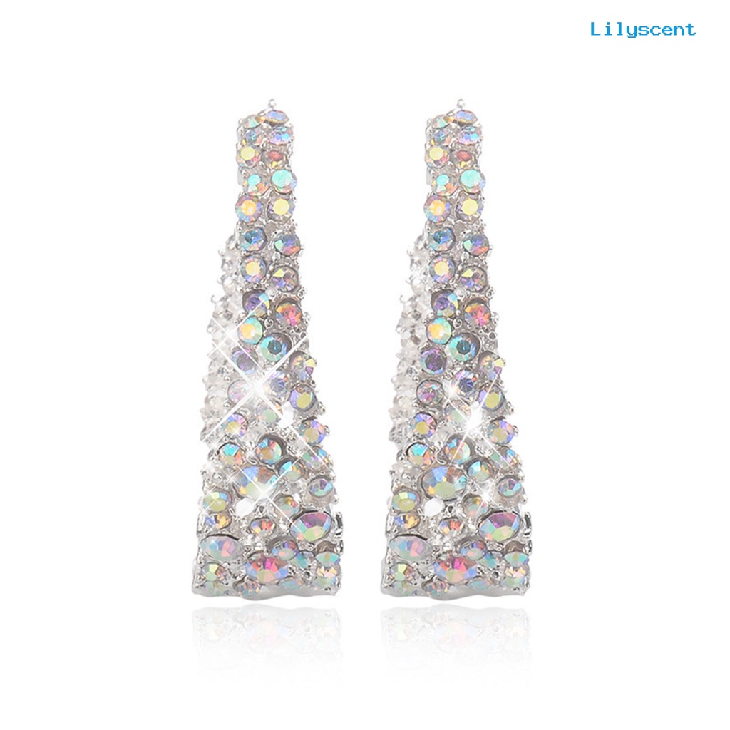 [LS] Wanita Ear Studs Shiny Berlian Imitasi Warna-Warni U-shaped Stud Earrings Perhiasan Tindik Untuk Pesta