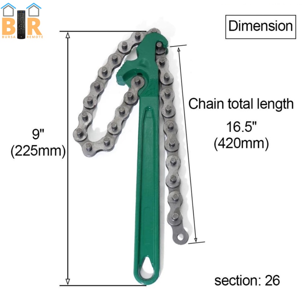 Kunci Oli Filter 8 Dan 12 Inch Tipe Rantai Oil Filteer Wrench