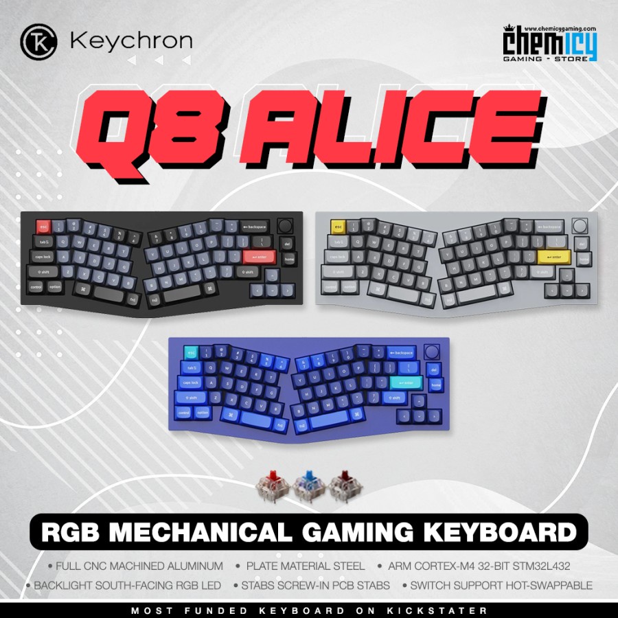 Keychron Q8 QMK Alice Layout RGB Mechanical Gaming Keyboard