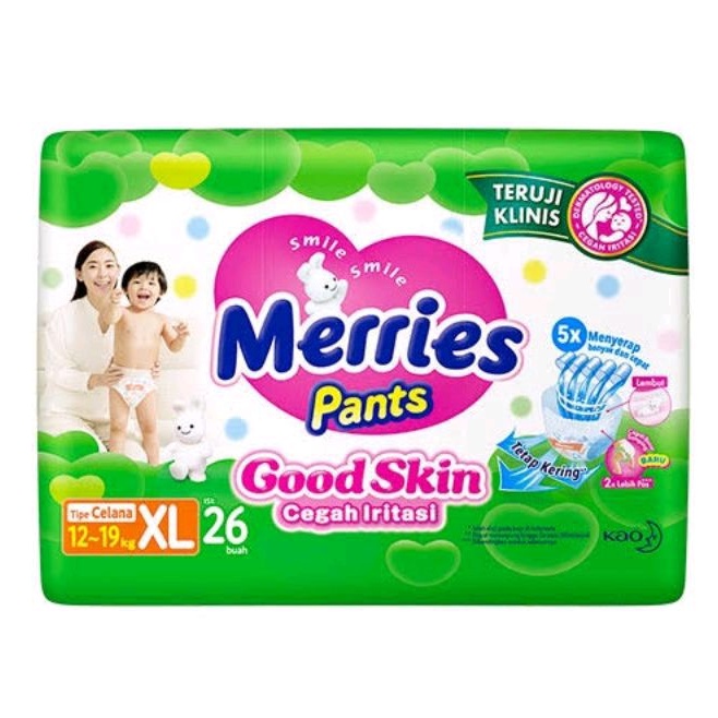 ORIGINAL MERRIES XL 26 PANTS GOOD SKIN / PEMPERS POPOK BAYI DIAPERS XL26