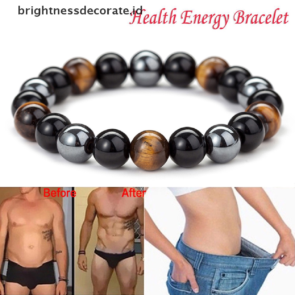 [Birth] Gelang Manik Batu Hematite Magnetik Perawatan Kesehatan Magnet Pria Perhiasan Penurunan Berat Badan [ID]