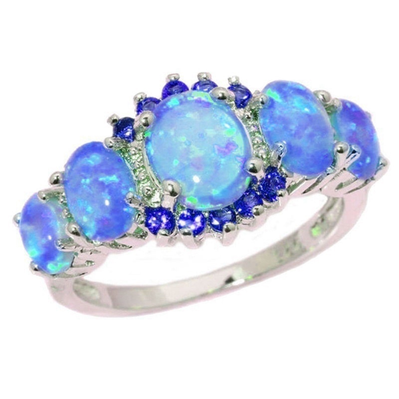 Cincin Opal Api Hijau Buatan Perak925 Lapis Untuk Hadiah Perhiasan Opal Wome Gemstone Ring