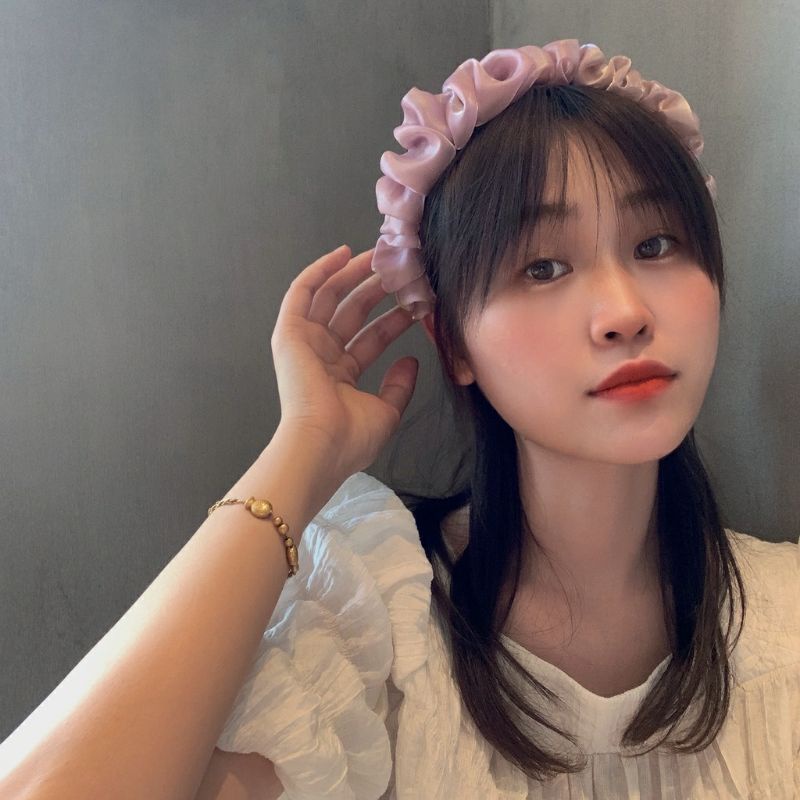 Bando Scrunchie Besar Ruffle bahan satin