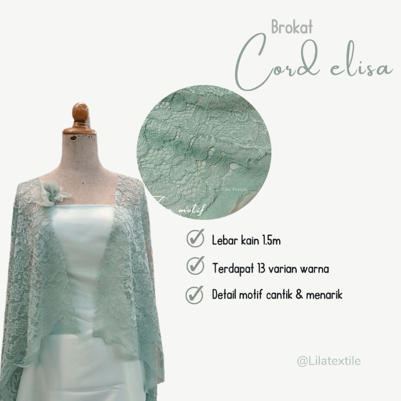 KAIN BRUKAT LACE MOTIF BUNGA DAN BUNGA SALUR ( HARGA PER SETENGAH METER)