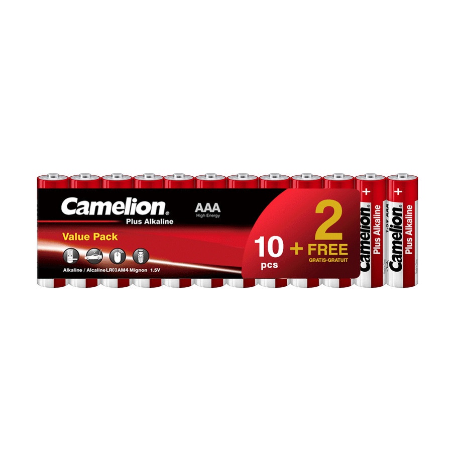 Baterai/Battery/Batere Camelion Alkaline LR03 AAA Isi 10 Pcs FREE 2 Pcs - MS