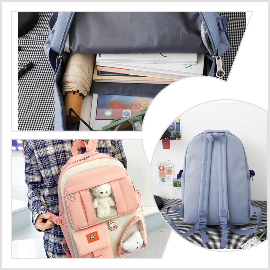 TAS RANSEL ANAK SEKOLAH perempuan IMPOR SET 4 IN 1 SD SMP SMA Fashion korea