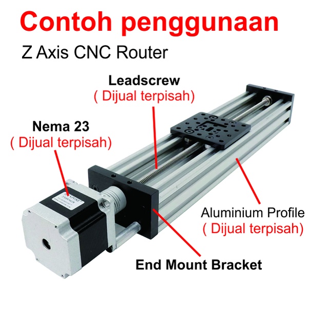 [HAEBOT] End Mount Plate Aluminium Profile C-Beam 4080 Nema 23 T12 CNC Router Milling Gantry Dudukan Z Axis Motor Stepper T12x50x80