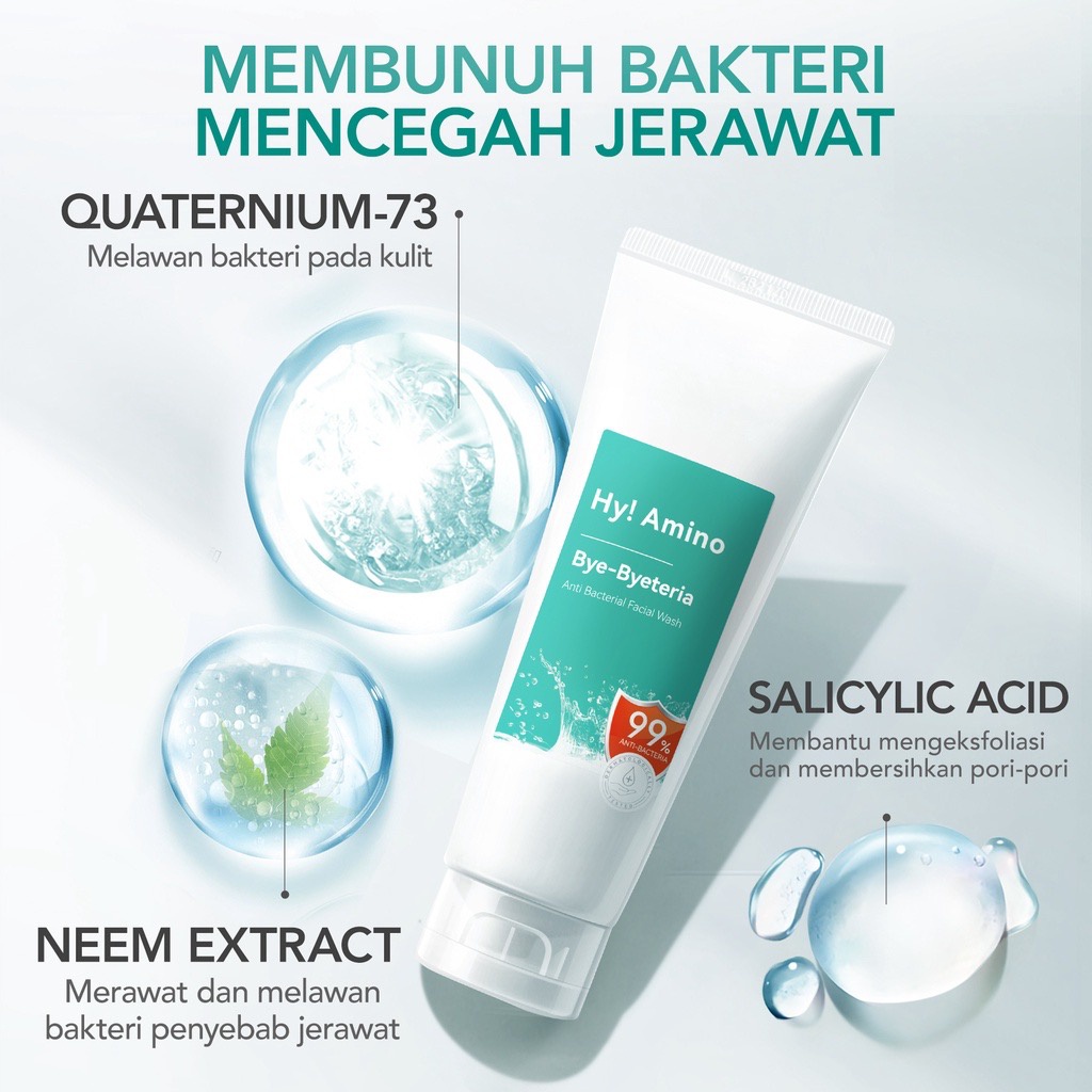 YOU Hy! Amino Facial Wash | Oil Control| Hydrating| Brightening| Anti-Acne| Sabun Cuci Muka 100gr