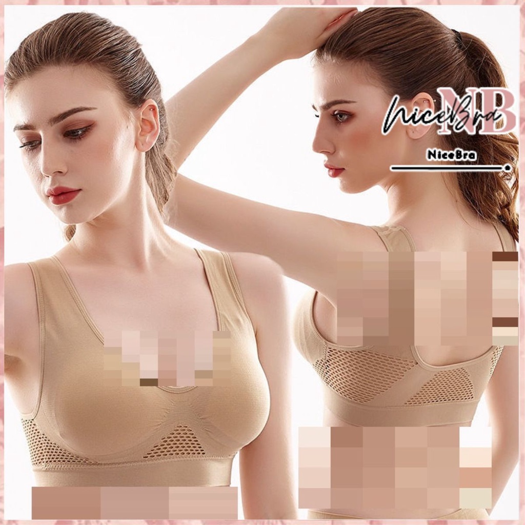 Nicebra Bra fashion wanita tanpa kawat bh pakaian dalam wanita Motif Belakang Jaring 1098