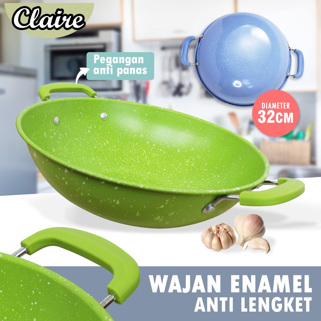 FULL WARNA WAJAN ENAMEL 32CM WAJAN ANTI LENGKET