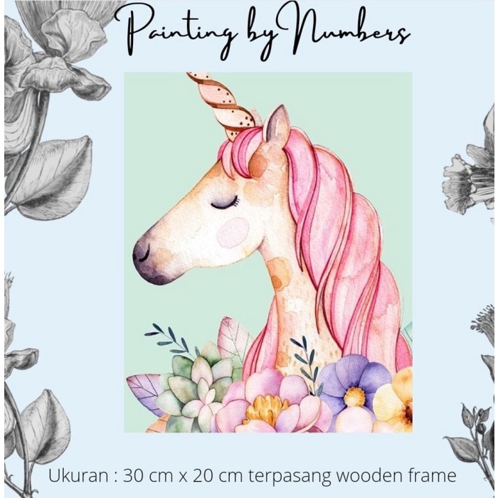 

[TERBARU] DIY painting by number 30x20cm kerajinan tangan - UNICORN