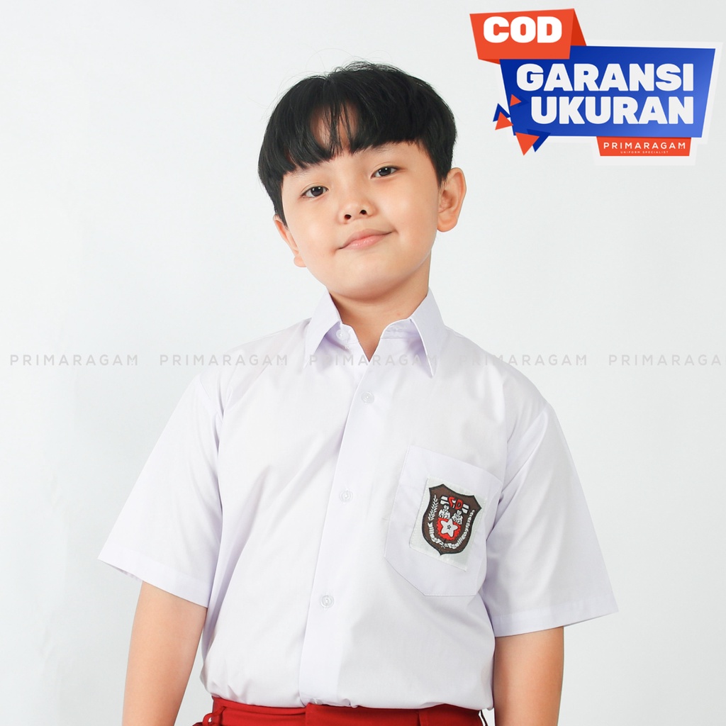 Primaragam Baju Seragam Sekolah Sd Laki Laki Perempuan Putih Lengan Pendek Kemeja Putra Putri