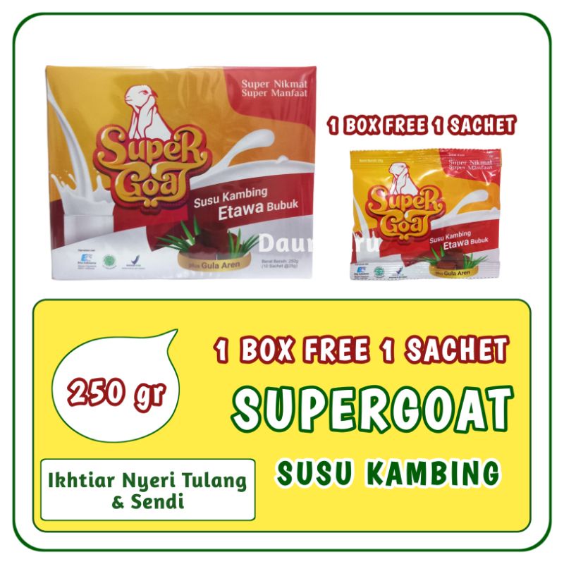 

Super Goat / Susu Kambing Etawa dengan Gula Aren / 1 Box Free 1 Sachet / Berat 250 gr