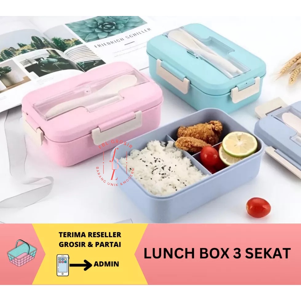 LUNCH BOX SET JERAMI FREE SENDOK SUMPIT / KOTAK MAKAN / TEMPAT BEKAL MAKAN 1000ml FREE PACKING BUBBLE FBL