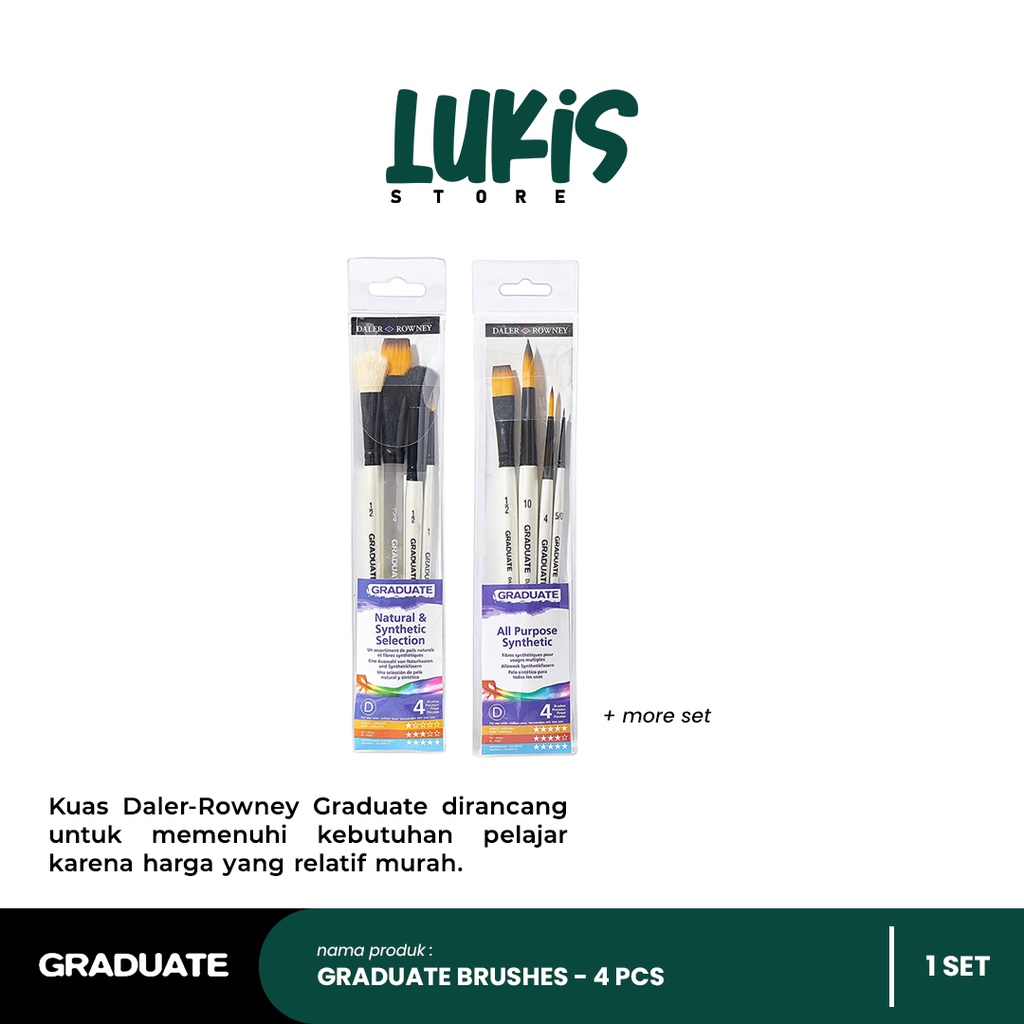 

Kuas Lukis GRADUATE Brushes SET | 4 pcs | Short Handle