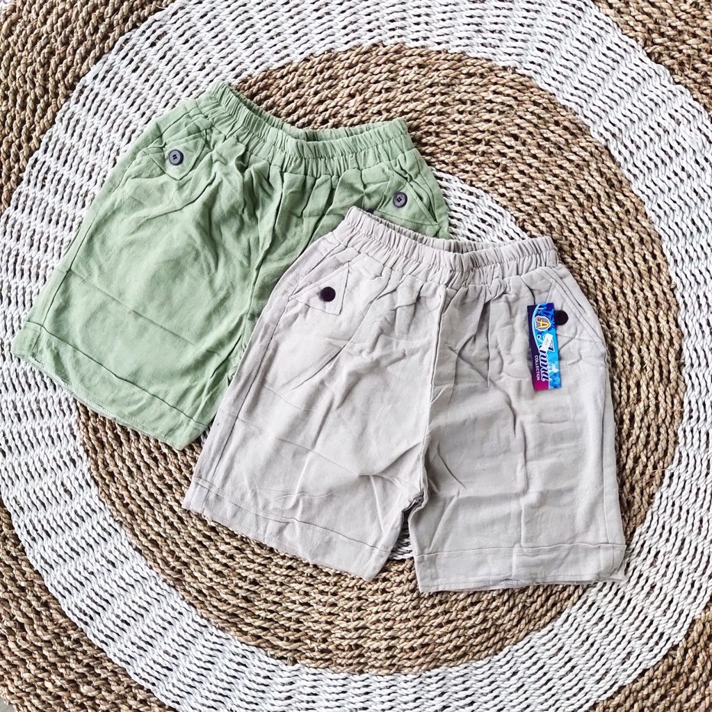 Hotpant celana pendek atas lutut cewek abg 3/4 Katun Rami / kolor pendek sepaha remaja wanita murah adem