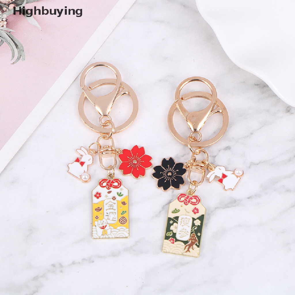 Hbid Gantungan Kunci Jepang Anime Rabbit Untuk Wanita Cherry Blossom Key-Ring Car Bag Pendent Glory