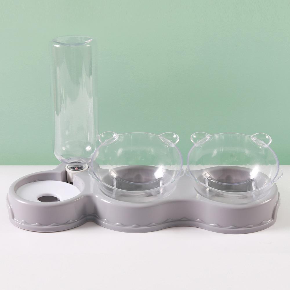 Solighter Pet Cat Bowl 3-in-1 Dengan Stand Air Mancur Piring Mangkok Mangkuk Makanan Kucing Anjing