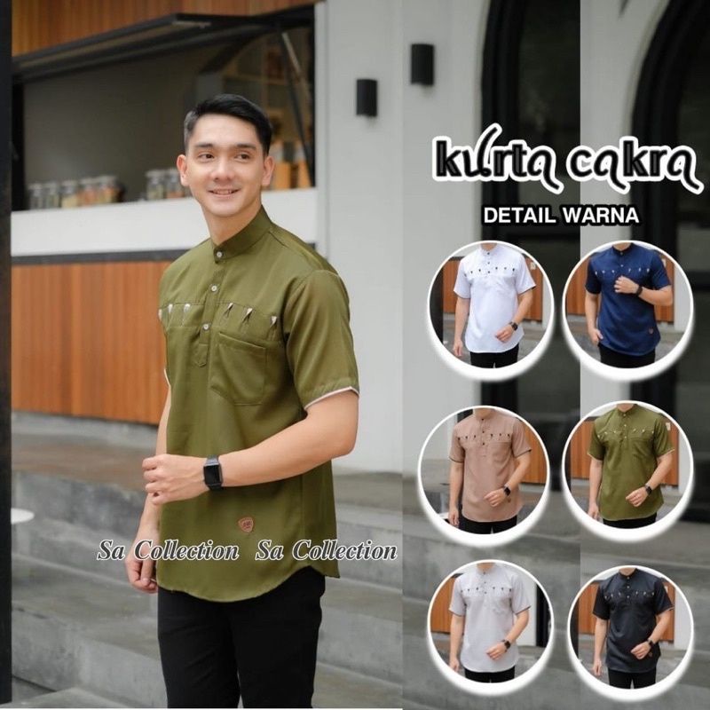 Baju Koko Kurta Dewasa Lengan Pendek Material Catton  Adem Serap Keringat