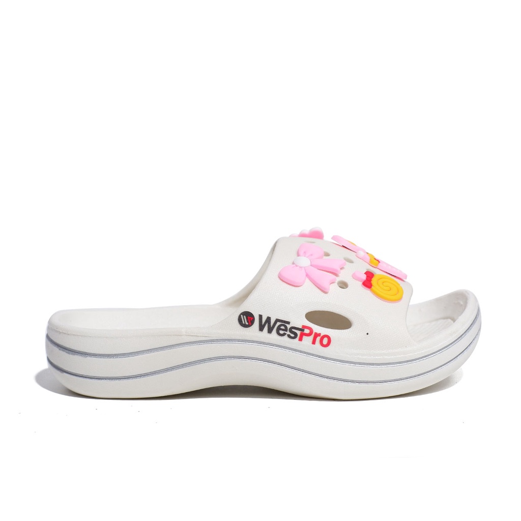 Wespro Donna Sandal anak perempuan selop karet slip on Karakter jibbitz pelangi lucu