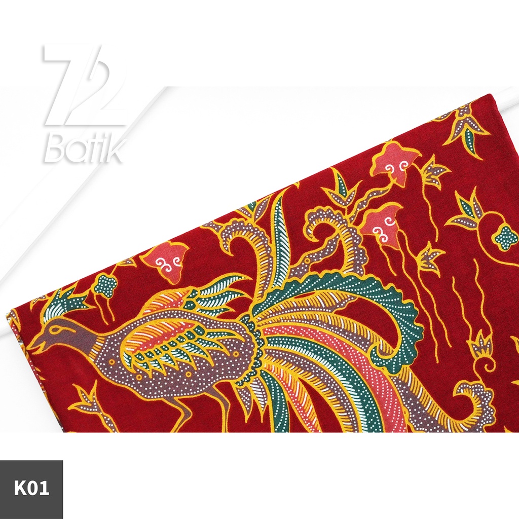 KAIN BATIK PREMIUM Bahan Katun Motif Burung Pohon Kering Merah 722737 Cap 72 Jarik Jarit Samping Kebat Panjang Batik Katun Modern Premium Bahan Seragam Batik Pernikahan Kantor Keluarga Murah Kamen Jadi Batik Bali Lembaran