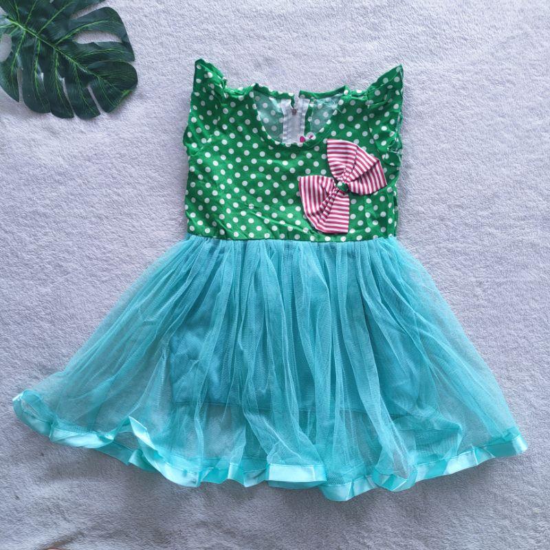 Dress Anak 1 2 tahun Gaun anak cewek tutu polka baju anak perempuan ( Dress AYUMITA  )