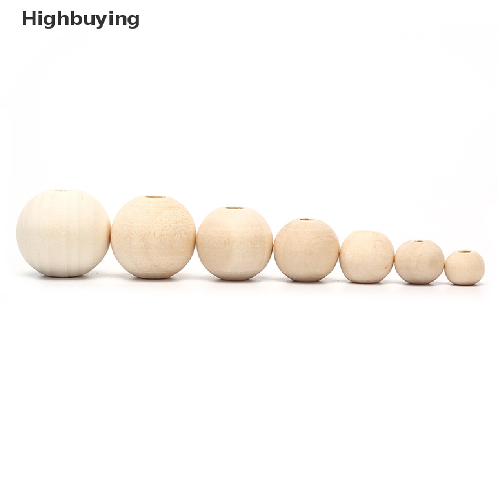 Hbid Manik-Manik Spacer Kayu Bulat Natural Uned Ball Beads DIY Craft Perhiasan Glory