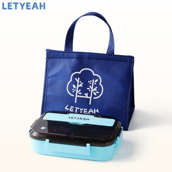 Lunch Box Letyeah 1.3L Kotak Makan /304 Stainless Lunch Box Set Dengan Tas Bekal