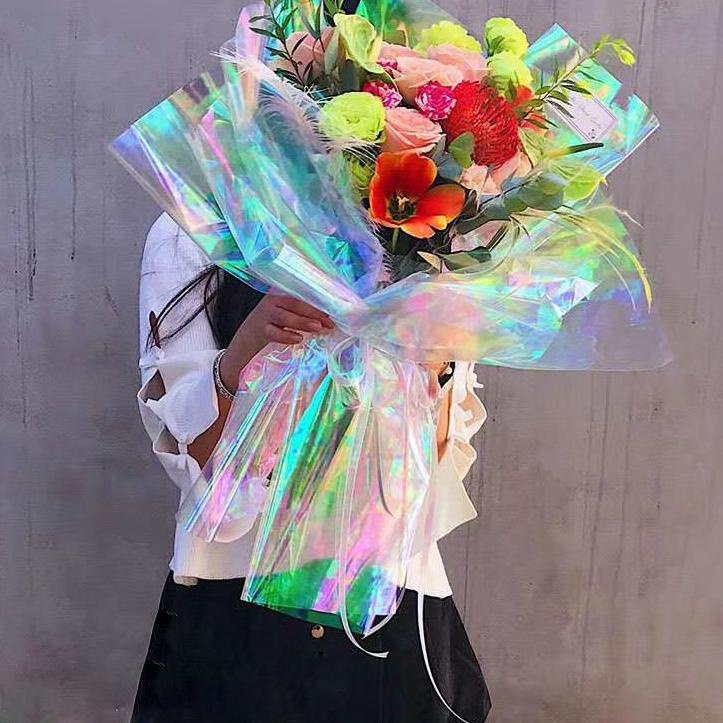 FEB432 [50 cm x 10 meter] Cellophane Hologram Roll / Korean Wrapping Paper / Kertas Plastik Buket Bu