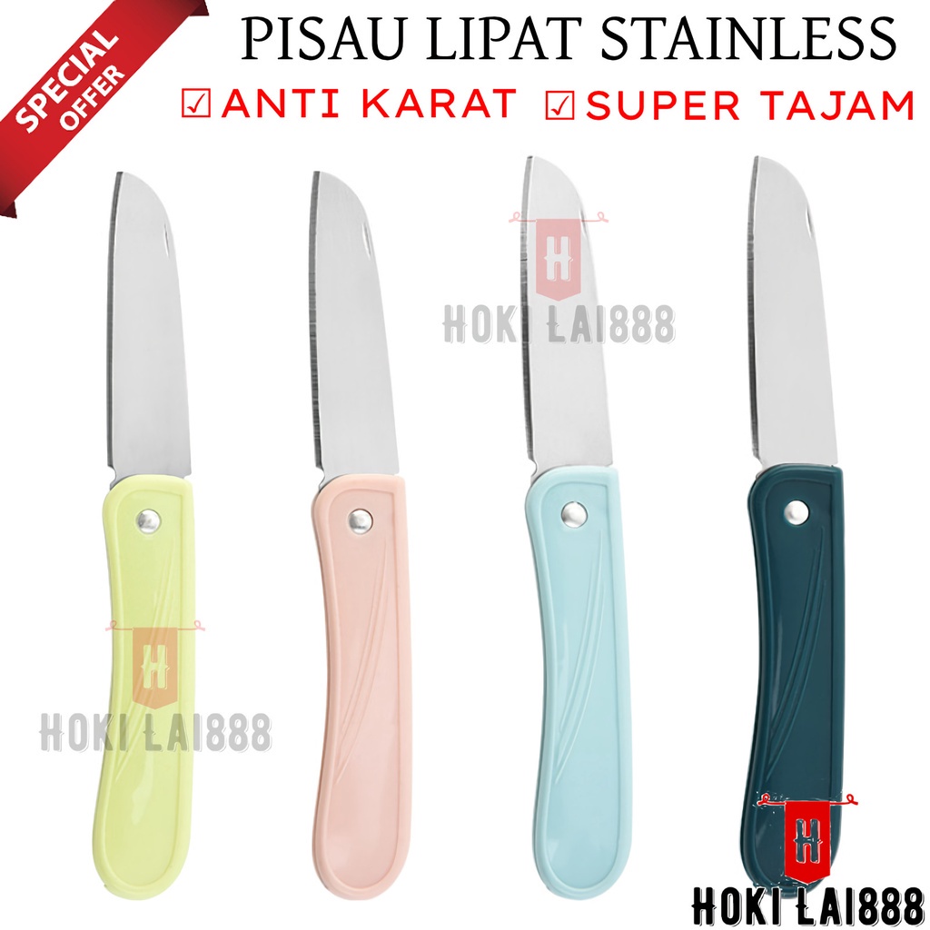 [HKL] PISAU LIPAT STAINLESS GAGANG PLASTIK PISAU DAPUR LIPAT PISAU MINI PORTABLE / PISAU BUAH DAN SAYUR