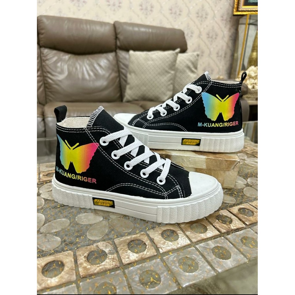 Sepatu Wanita Sneakers Model Boot Kanvas Butterfly Import