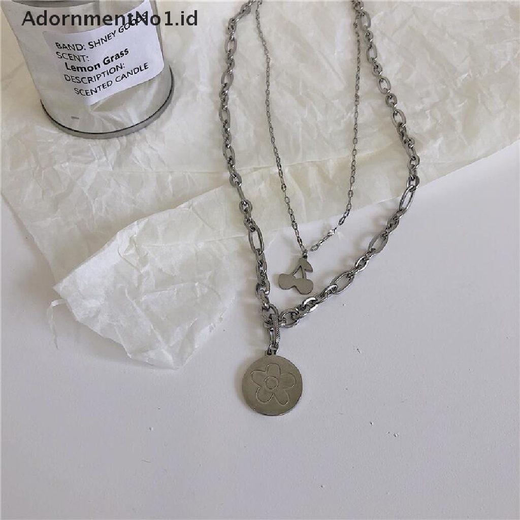 [AdornmentNo1] Liontin Kalung Berlapis Titanium Steel Rantai Choker Titanium Steel Kalung Tidak Mudah Luntur Ringan Dan Boros Kalung Untuk Wanita Perempuan [ID]