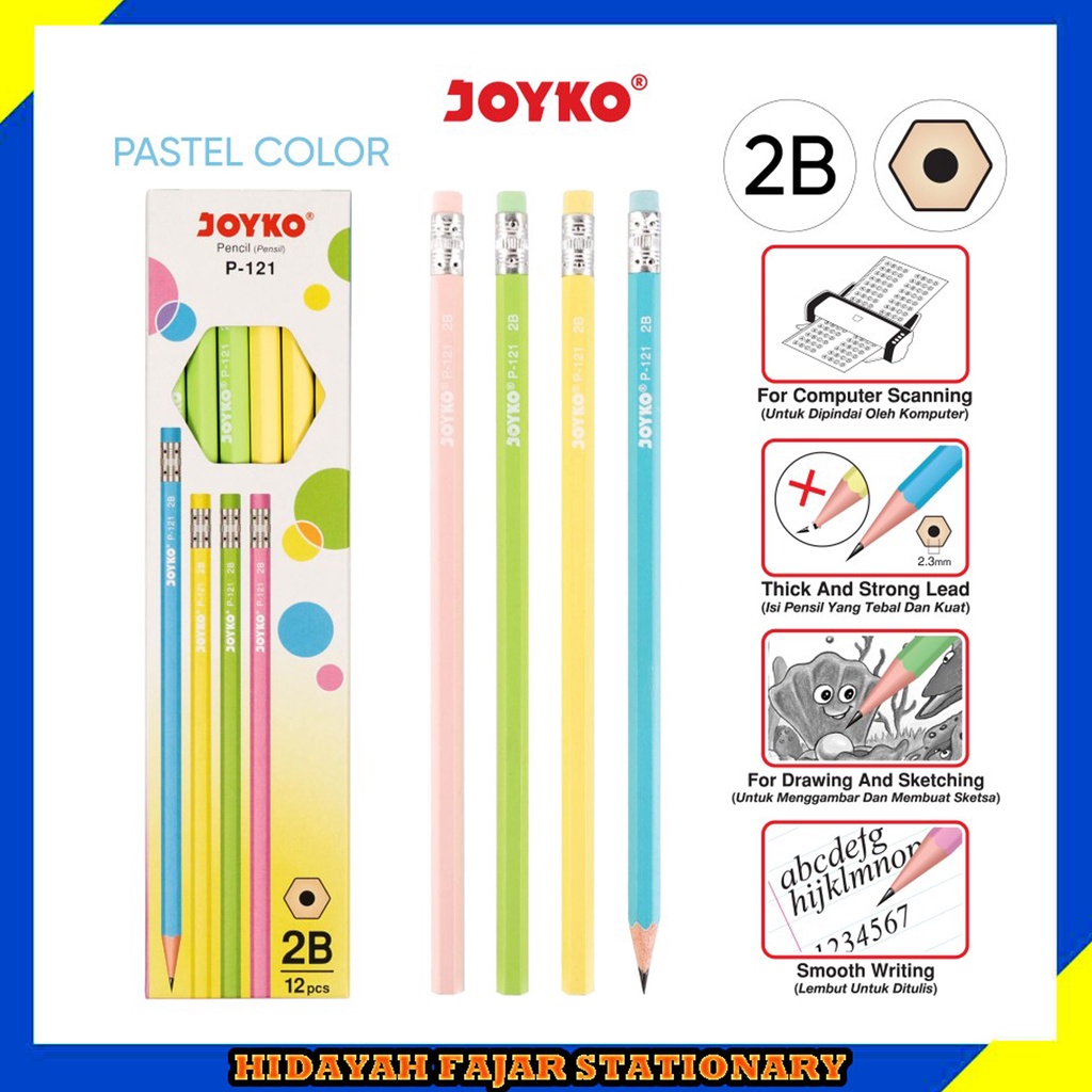 

Grosir Pensil 2B / 12 Pcs Pensil Joyko P 121 / 1 Box Pensil