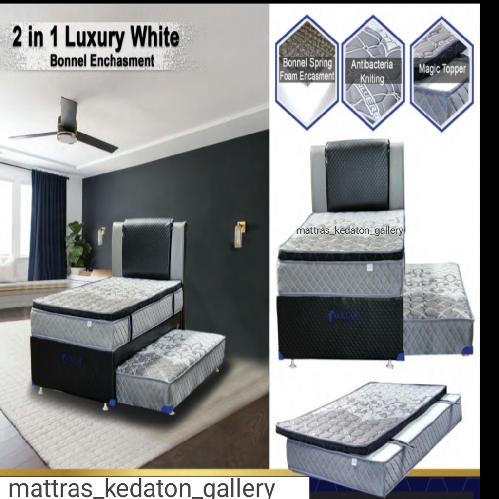 kasur Ocean Springbed 2in1 luxury white magic topper ( bisa di lepas seperti 3in1) - Kasur 2 in 1 fu