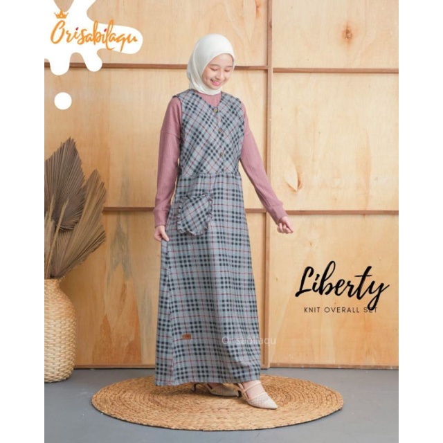 LONG DRESS GAMIS OVERALL LIBERTY KOTAK-KOTAK ANAK TANGGUNG ABG REMAJA CEWEK PEREMPUAN FASHION BRANDE