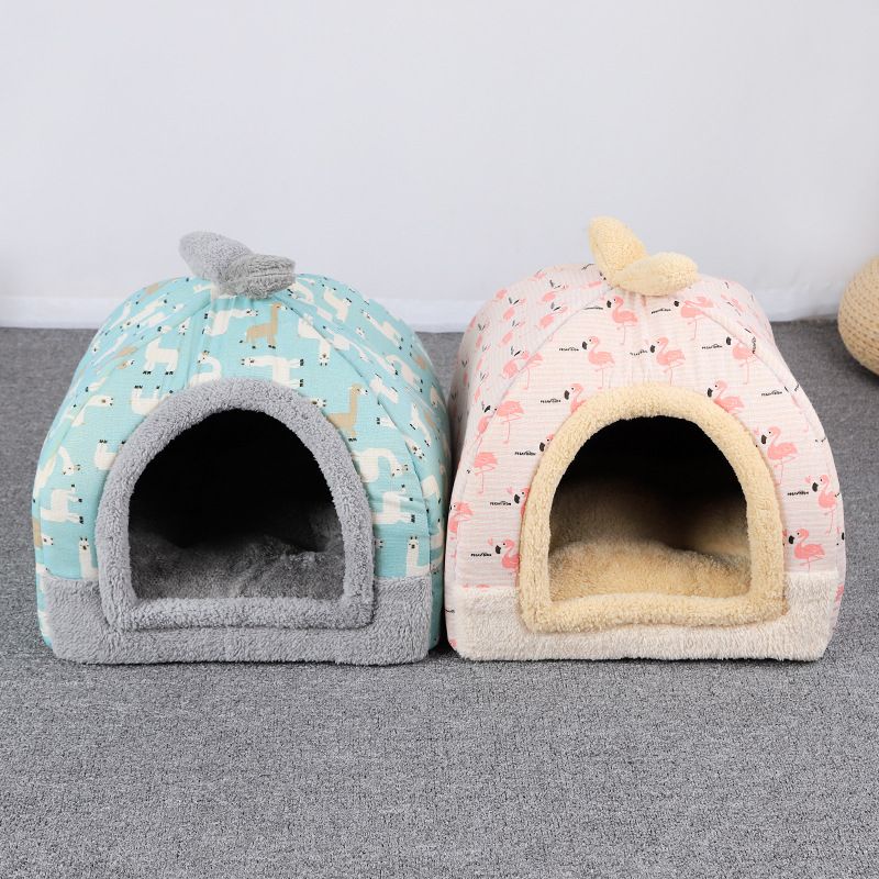 [FREE BONUS]Pet Igloo Rumah Kucing/Anjing Bulu Lembut Pet House Bantal